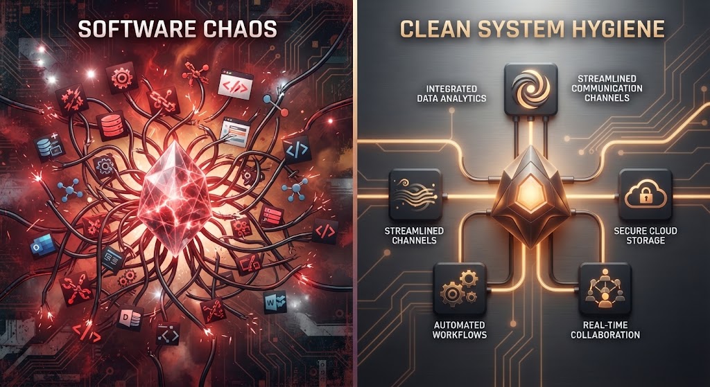 Vergleich: Software Chaos vs. Clean System Hygiene